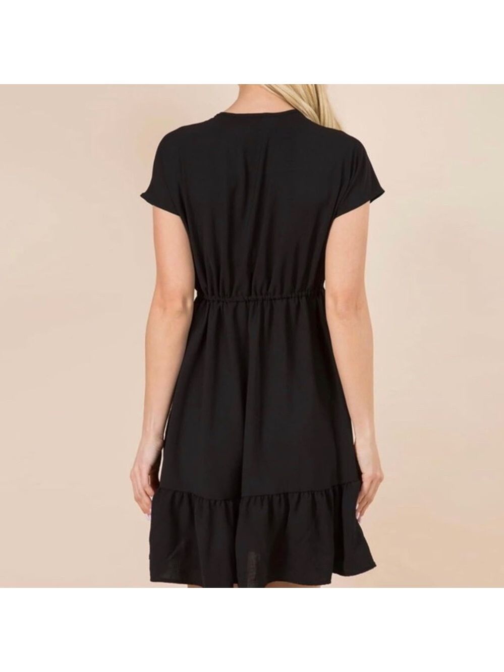 57 T shirt Dress with Ruffle Hem  Black Midi.